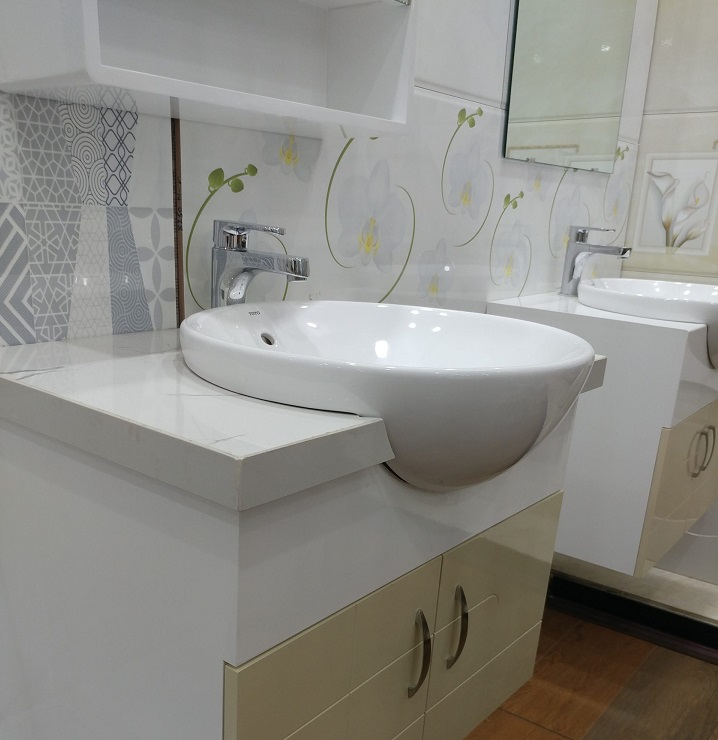 Mẫu lavabo bán âm bàn
